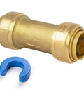 One Way Check Valve 1/2 Inch Slick Push To Connect Brass Fitting For PEX CPVC Copper Pipe No Sweat Tool Free Install with blue snap-off tab.