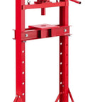 Heavy Duty 12 Ton H Frame Hydraulic Shop Press With Adjustable Table And Movable Plates For Auto Repair Bearing Removal Metal Stamping Garage Bad Boy Built Legit To Crush Heavy Loads, red steel frame with hydraulic jack.