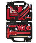 Pro Grade Woodworking Measuring And Scribing Tool Set With 9 Piece Precision Kit For Carpentry And DIY Projects Durable Aluminum Alloy Tools In A Handy Storage Box, displaying tools in a black case with red accents.