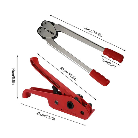 Heavy Duty Manual Strapping Machine Kit With Tensioner And Sealer For Secure Pallet Wrapping, aluminum and steel banding tool set.