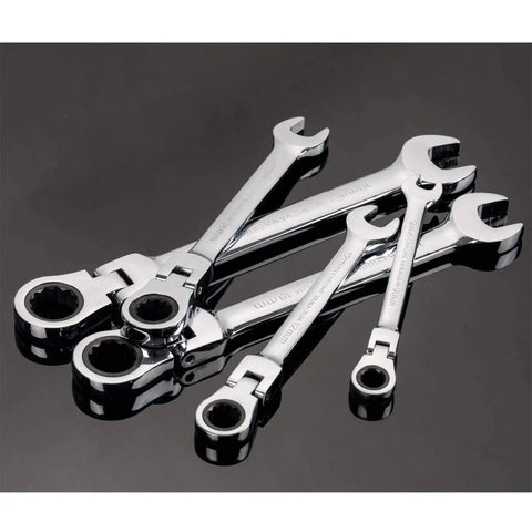 Flexible Ratcheting Wrench Set With 12 Pieces 8 To 19mm Metric Spanner Gear Ring Kit Beefy Flexible Head 72 Tooth Ratchet