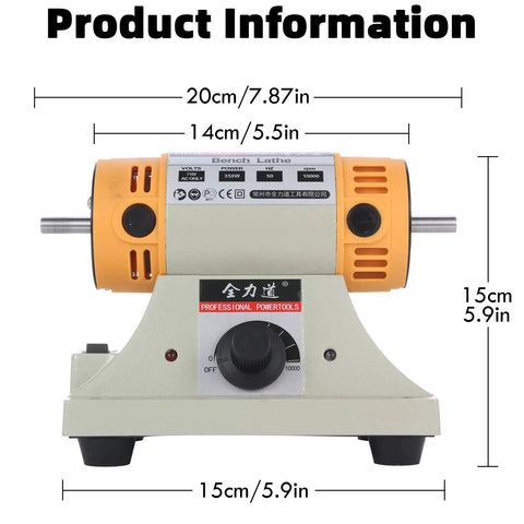 Powerful 350W Bench Grinder And Buffer With Adjustable Speed Up To 10,000 RPM, Jewelry Polisher dimensions