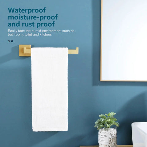 Brushed Gold Towel Bar Wall Mounted Hand Towel Holder For Bathroom And Kitchen Stainless Steel Rustproof Hardware Modern Design Concealed Screws Durable Easy To Install Fits Thick Towels And Paper Rolls