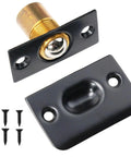 Solid Brass Roller Ball Door Catch Kit With Stainless Steel Roller, Adjustable Spring Latch, Strike Plate, Screws, Black Finish