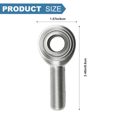 Two Pack Five Eighths Inch Heim Joint CM10 Rod End Bearings Set, Five Eighths Inch Right Hand Male Thread 18 TPI, Includes Jam Nuts, Heavy Duty Linkage For Machinery And Automation, Smooth Motion And Easy Install, size view