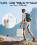 Man carrying Propane Tankless Water Heater For Outdoors On Demand Hot Water 1.32 GPM Portable Gas Heater For Camping RV Boat And Hiking 5L