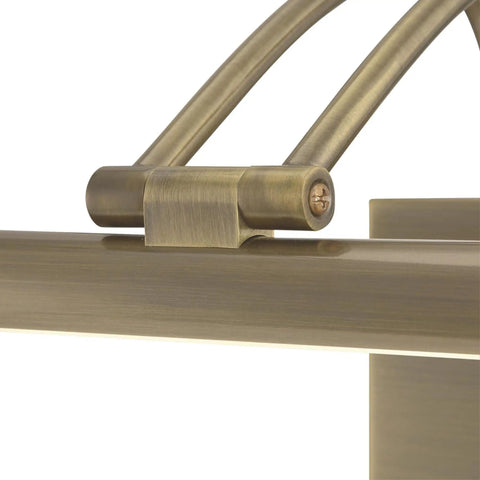 Dimmable LED Picture Light, 17 Inch, 15 Watt, Hardwired, Brushed Nickel Finish, Warm 3000K Glow, close-up of mounting detail.