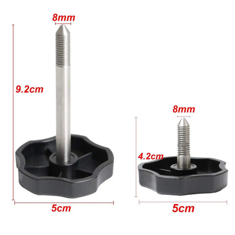 Door Surround Knobs Kit With Pins For Jeep Wrangler JK 2007 To 2018 showing long and short screw dimensions