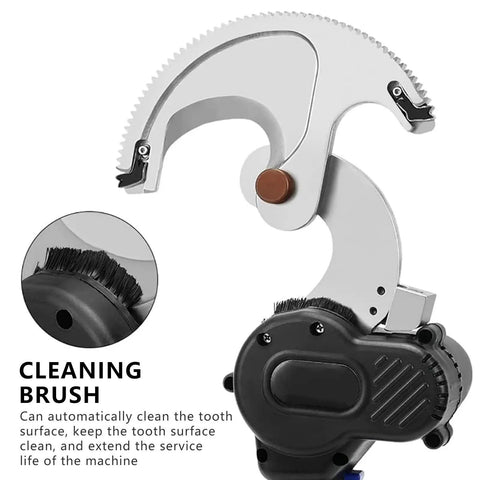 Portable Cordless Electric Wire Scissors For Cutting Copper And Aluminum Armored Cables Up To 95Mm with automatic cleaning brush feature.