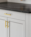 Brushed Stainless Steel Cabinet Handles With 3 Inch Center To Center Hole Spacing installed on kitchen cabinets
