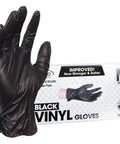 Disposable Black Vinyl Gloves Industrial Grade Powder Free Latex Free Textured Grip Non Sterile Food Safe 2.75 Mil Palm 3.9 Mil Fingers Medium 100 Count