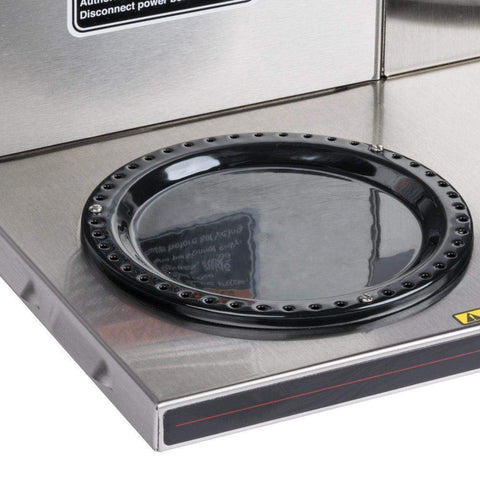 Close-up of warming plate on Axiom 15 3 Automatic Commercial 12 Cup Coffee Maker With 3 Lower Warmers In Gray Built For Brew Logic Tech Auto Water Pressure Adjustment Cold Brew Lockout And Warmer Time Out For Fresh Pot Every Time