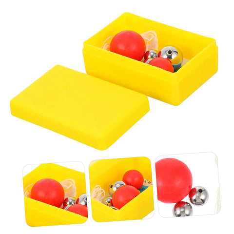 Single Pendulum Ball Experiment Tool in yellow plastic box, includes red and silver balls for middle school physics education.