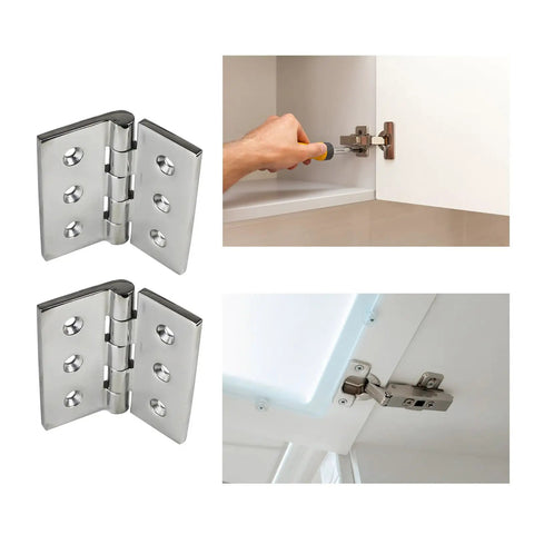 Beefed-Up 4 Inch Stainless Steel Folding Butt Hinges, 2-4 Pack, 6-Hole, Marine Grade Cast Stainless used on cabinet door