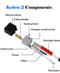 Components of Hot End Replacement Kit For 3D Printer Extruder With 5 Pack Gear Screws Guide Rails And Lubricating Grease Kobra 2