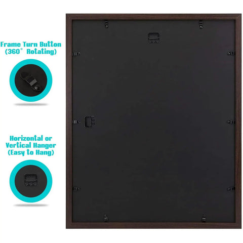 16x20 Picture Frame With Mat For 11x14 Pictures Vintage Brown Wide Molding High Definition Glass Preinstalled Wall Mount Go-To Setup And Quick Swap Perfect For Posters Prints And Photos