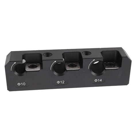Heavy Gauge Aluminum Dowel Maker Jig Kit, Precision Tenon Cutter with three cutter sizes for 10mm, 12mm, and 14mm boards.