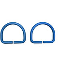 Aluminum BCD D Ring Set Built Tough Corrosion Resistant Non Rust Coated 66mm By 53mm 6mm Thick Secure Dive Gear Attachment For BCD And Weight Belt Blue 2 Pack, two blue D rings on white background