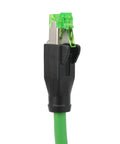 Industrial Cat6 RJ45 Ethernet Patch Cord 5m IP67 Tough 24 AWG Cable for Factory Automation and Control Cabinets High Speed Data Link for Machinery and Industrial Equipment Rugged Built For The Shop Floor Industrial Grade Performance, close-up connector