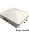 Top Shelf 2 Pack Pyramid Vinyl Fence Post Caps For 4x4 Square Posts White shown from above, showcasing 4-inch size and slick design.