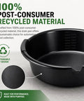 Huge 7 Qt Oil Drain Pan With Built Scale, Leak Proof Spout And Splash Guard designed from 100% recycled material.