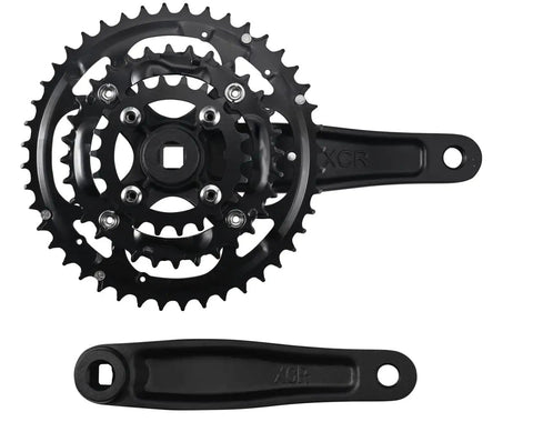 Beefy Three Piece 9 Speed Crankset With 44T 32T 22T Chainrings, 170mm Crank Arms, 104 BCD Square Taper, MTB Ready