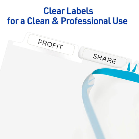 5 Tab Unpunched Dividers For Any Binding System With Easy Print And Apply Clear Label Strips And Customizable White Tabs