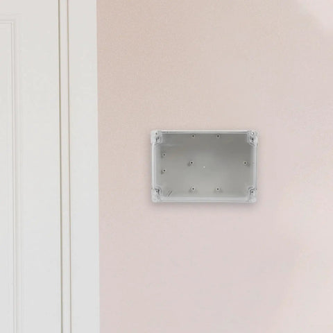 Weatherproof Outdoor Electrical Junction Box With Hinged Cover For Industrial Wiring And Control Systems Plastic Enclosure For No Fuss Tool Free Access Durable All Weather Wiring Box For Equipment Installation And Maintenance, mounted on wall