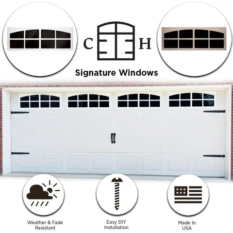 Garage Door Window Overlays 2 Pack Simulated Window Panels For Boosted Curb Appeal And Easy Home Exterior Upgrade Fake Decorative Window Covers For Easy DIY Install Made In USA Sandstone Signature Style
