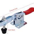 Set Of 4 Heavy Duty Horizontal Toggle Clamps For Welding Woodworking And Metal Jaws Rock Solid Workhorse Fixture Grip For CNC Mill Drill Press Bench Vise Mounting No Sweat Setup, close-up of clamp mechanism.