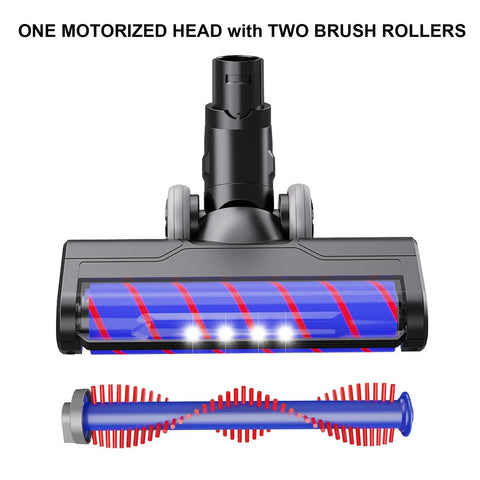 Upgraded Hardwood Floor Vacuum Attachments With LED Headlights For V6 DC59 DC61 DC74 Cordless Stick Vacs motorized head with brush rollers.