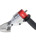 VlOXO metal sheet cutter drill attachment with 360-degree pivoting handle, steel jaws, red housing