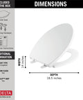 Elongated Slow Close White Toilet Seat With Non Slip Bumpers For Quiet No Slam Soft Close Action And Easy Installation