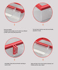 Diagram of Two Pack Emergency Stop Button Cover Kit detailing ultra tough resin construction and impact resistant lockout cover features.