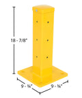 Built Like A Tank 18 Inch Steel Safety Post With Bright Yellow Powder Coat, dimensions 18-7/8" tall and 9-3/4" wide base.