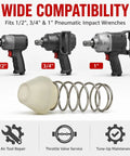Slick Air Throttle Valve And Trigger O Ring Replacement For 1/2 3/4 1 Inch Pneumatic Impact Wrench Tune Up Kit showing brass valve and spring.