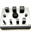 Front view of Square Shape Disc Cutter Set 7 Piece Punch Tool Kit For Jewelry Making, showing 4x4 to 16x16 mm metal punch sizes.