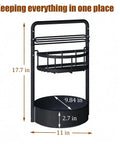 Rotating Spice Rack With Paper Towel Holder No Fuss Two Tier Lazy Susan For Spices Iron Kitchen Organizer with dimensions shown
