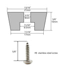 Technical diagram of Non Slip Rubber Feet For Cutting Boards With Stainless Screws 12 Pack, showing dimensions and screw details.