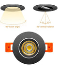2 Inch LED Recessed Ceiling Light Kit With 3W Dimmable Downlight And 60 Degree Beam COB Recessed Lights Built In Driver Dope Lighting