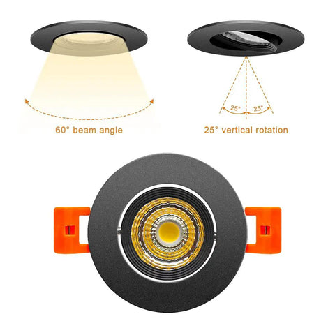 2 Inch LED Recessed Ceiling Light Kit With 3W Dimmable Downlight And 60 Degree Beam COB Recessed Lights Built In Driver Dope Lighting