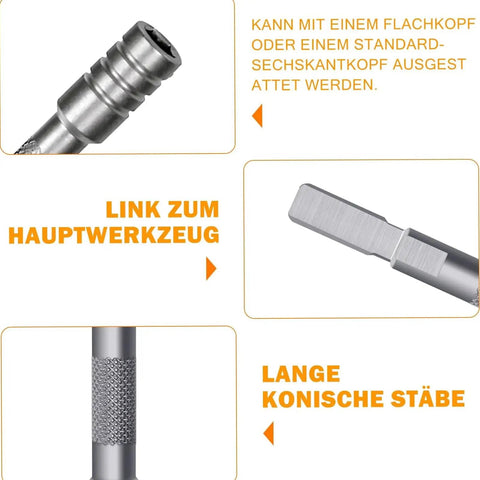 83mm Extended Reach Adapter For Hex Shank Tools Fits Six Point Three Five Millimeter Hex Bits showing parts and usage