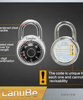 Front and back view of 2 Inch Wide Dial Combination Lock With Three Digit Preset For Keyless Access Ideal For School And Gym Lockers