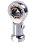 Close-up of Top Shelf Metric Rod End Spherical Bearing With Inline Grease Fitting 5 Mm Bore M5 Threads 18 Mm Outer Diameter