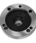 Heavy Duty ER25 Collet Chuck With 80mm Diameter Precision Tool Holder For CNC Lathe And Milling Machines That Rock Engraving Work Flawlessly, top view showing carbon steel body and central hole.