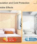 Level Up Your Walls With Thermal Insulated Peel And Stick Wallpaper Self Adhesive Xpe Foam Panels For Heat Blocking Noise Dampening And Easy Decor That Truly Hits Different showing cold protection comparison in bedroom.
