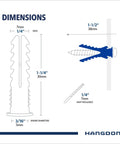 Diagram of Ribbed Nylon Wall Anchors Set One And One Quarter Inch With Screws Blue For Drywall And Concrete Sizes Ten To Twelve.