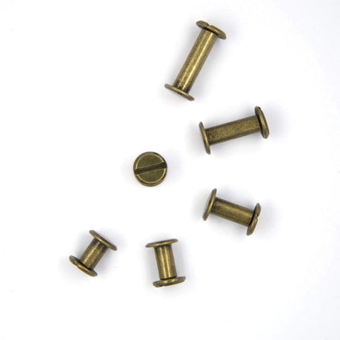 Premium Chicago Screw Assortment Kit Brass Leather Binding Posts Heavy Duty Hardware Fasteners for Crafting and Bookbinding DIY Jobs 6 mm.
