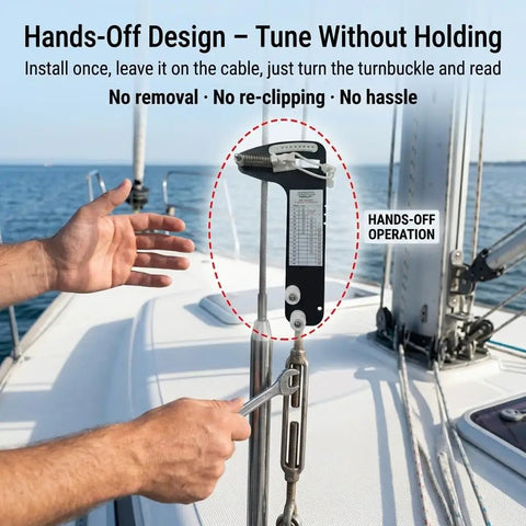 Ultimate Sailboat Rigging Tension Gauge For Quick Cable Checks, 0 To 800 Lb Range, Compatible With 3/32, 1/8, And 5/32 Inch Wire Rope, Hands Off Tension Tester For Standing Rigging, Tighten With Confidence on sailboat shroud