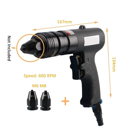 Heavy Duty Air Hammer Pneumatic Rivet Nut Gun With Short Barrel Kit For M3 To M12 Thread Insert Puller Setter Tool, M6 M8